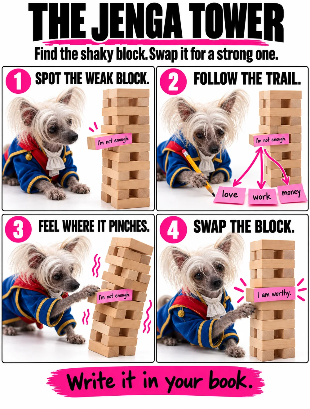 How to do the The Jenga Tower exercise, step by step